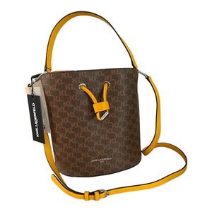 New Karl Lagerfeld Mango Monogram Multi Way Bucket Bag NWT